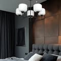 Miniatyrbillede 2 af 6: Loftlampe til hængning, sort, klassisk glaslampe, hvid, 15-400 Belinda