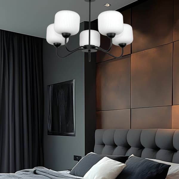Loftlampe til hængning, sort, klassisk glaslampe, hvid, 15-400 Belinda