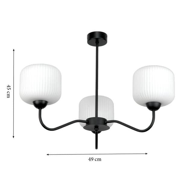 LOFTSLAMPE HÆNGENDE SORT KLASSISK GLASLAMPE HVID 15-402 BELINDA