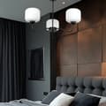 Miniatyrbillede 2 af 6: LOFTSLAMPE HÆNGENDE SORT KLASSISK GLASLAMPE HVID 15-402 BELINDA