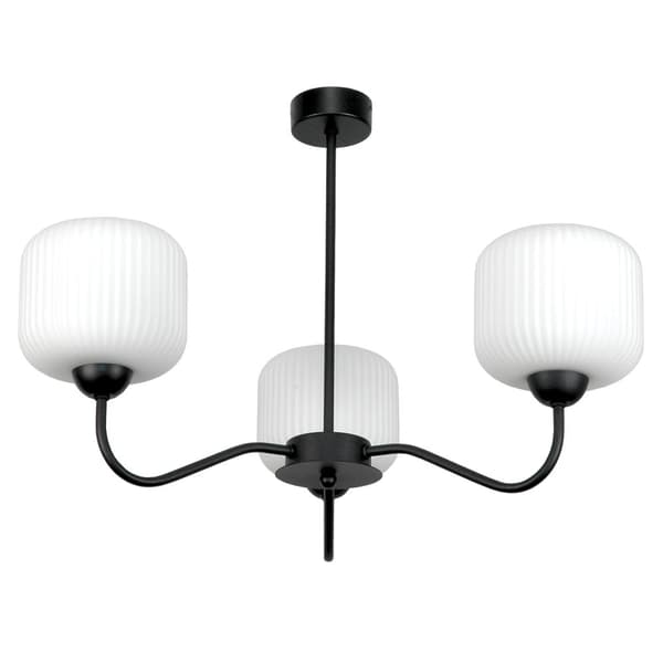 LOFTSLAMPE HÆNGENDE SORT KLASSISK GLASLAMPE HVID 15-402 BELINDA