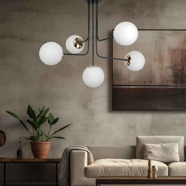 LOFTSLAMPE SORT KLASSISK GLASKUGLELAMPER HVID 15-431 KARINA