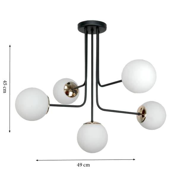 LOFTSLAMPE SORT KLASSISK GLASKUGLELAMPER HVID 15-431 KARINA