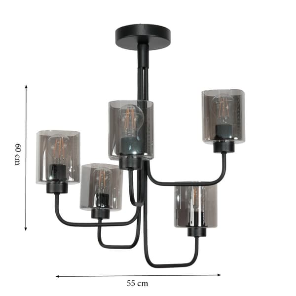 TAKLAMPA SVART KLASSISK GLASSKÄRMAR GRAPHIE 15-410 JASTAR