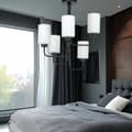Miniatyrbillede 2 af 6: LOFTSLAMPE SORT KLASSISK GLASLAMPE HVID 15-420 JASTAR