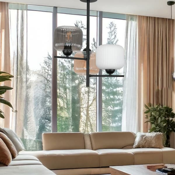 LOFTSLAMPE HÆNGENDE SORT KLASSISK GLASLAMPE 15-444 PABLO