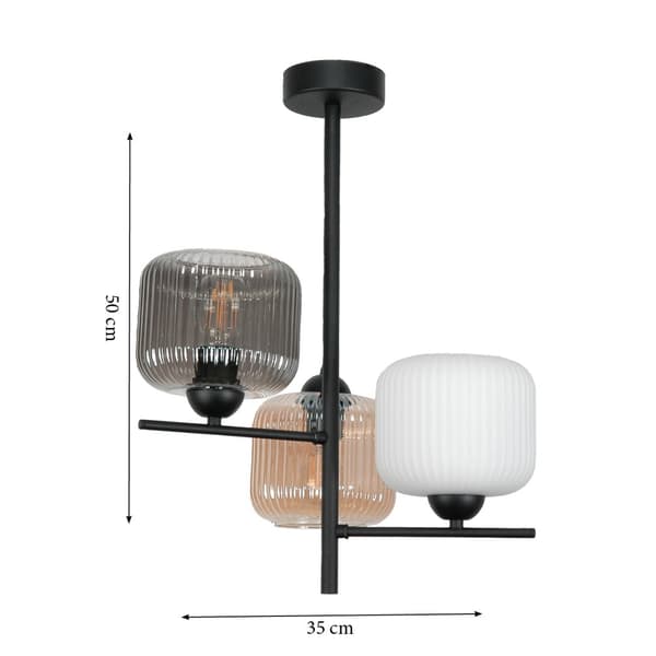 LOFTSLAMPE HÆNGENDE SORT KLASSISK GLASLAMPE 15-444 PABLO