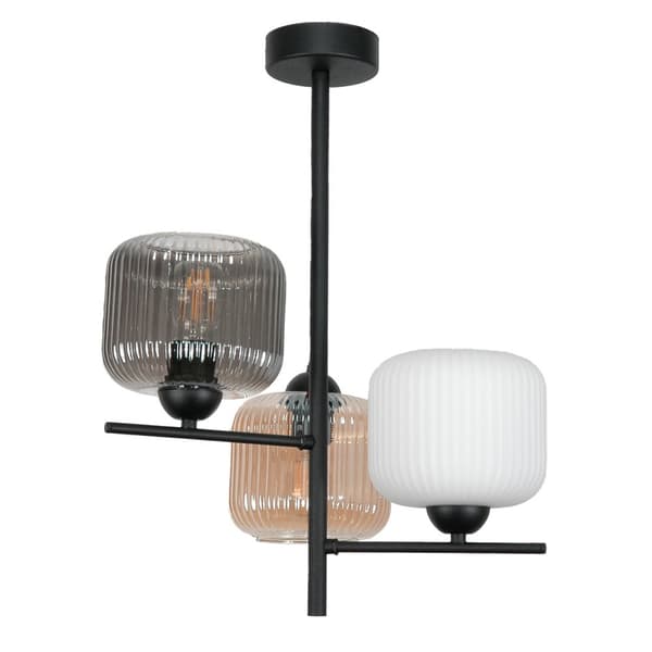 LOFTSLAMPE HÆNGENDE SORT KLASSISK GLASLAMPE 15-444 PABLO