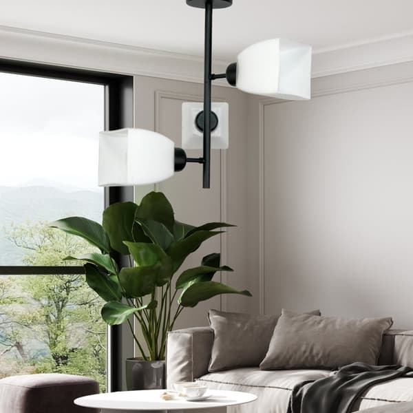 Loftlampe til hængning, sort, klassisk, glaslampe, hvid, 15-484 TRAPIK
