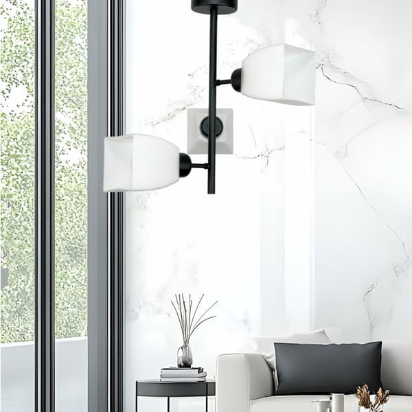 Loftlampe til hængning, sort, klassisk, glaslampe, hvid, 15-484 TRAPIK
