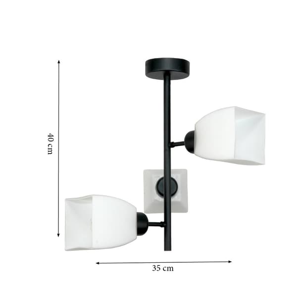 Loftlampe til hængning, sort, klassisk, glaslampe, hvid, 15-484 TRAPIK