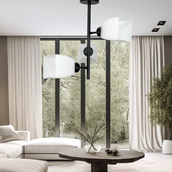 Loftlampe til hængning, sort, klassisk, glaslampe, hvid, 15-484 TRAPIK