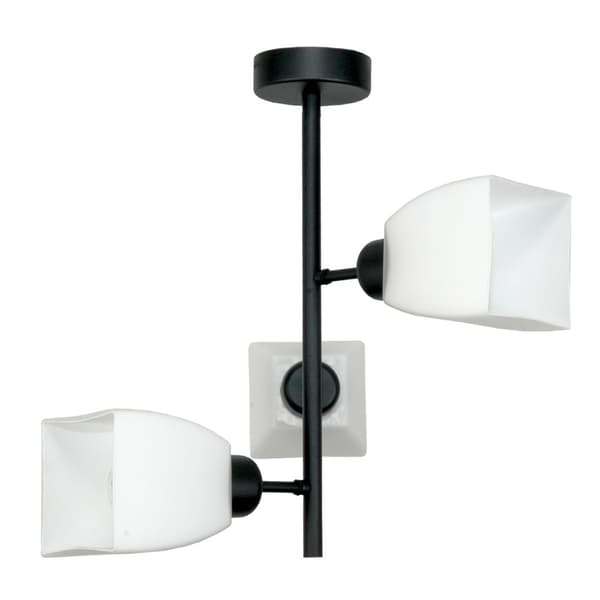 Loftlampe til hængning, sort, klassisk, glaslampe, hvid, 15-484 TRAPIK