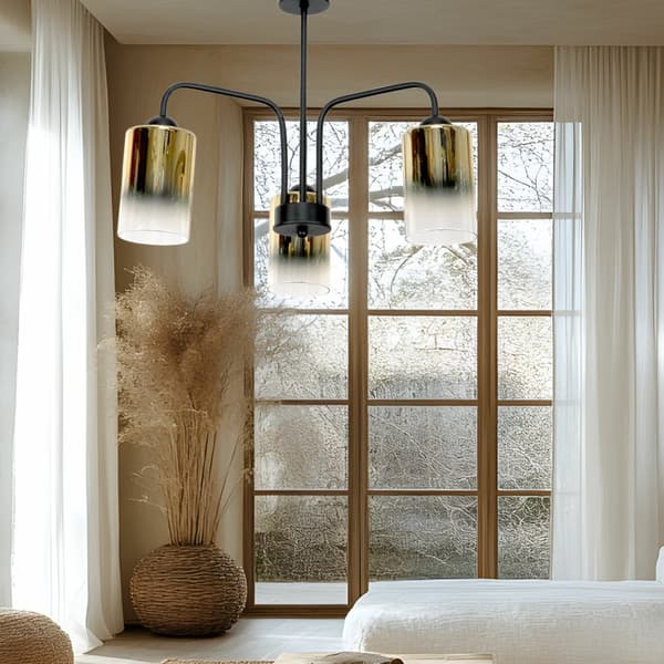 LOFTSLAMPE SORT KLASSISK GLASSKÆRME GULD TRANSPARENT 15-502 MONARE