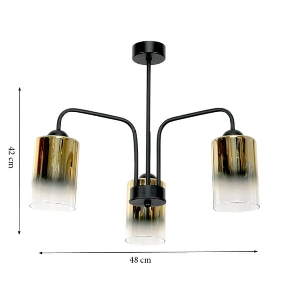 LOFTSLAMPE SORT KLASSISK GLASSKÆRME GULD TRANSPARENT 15-502 MONARE