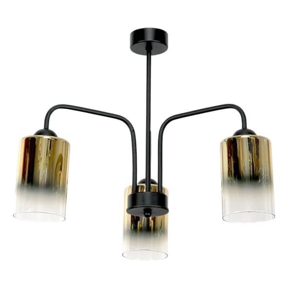 LOFTSLAMPE SORT KLASSISK GLASSKÆRME GULD TRANSPARENT 15-502 MONARE