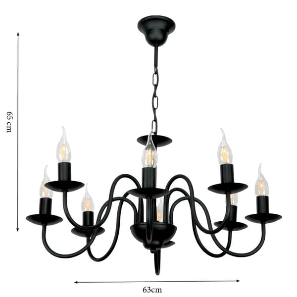 HÄNGLAMPA LJUSSTAKE KLASSISK SVART 15-510/8 LJUS