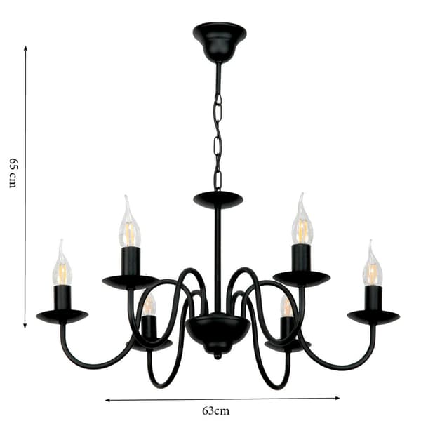 HÄNGLAMPA LJUSSTAKE KLASSISK SVART 15-510/6 LJUS