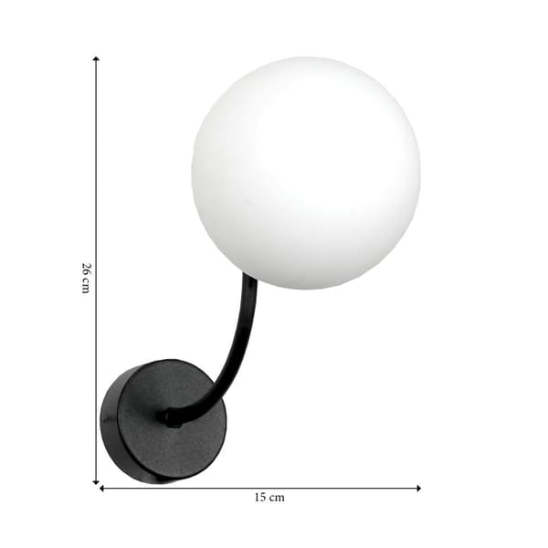 SVART VÄGGLAMPA, VIT GLASKÄRM, 15-143 ESTI LAB