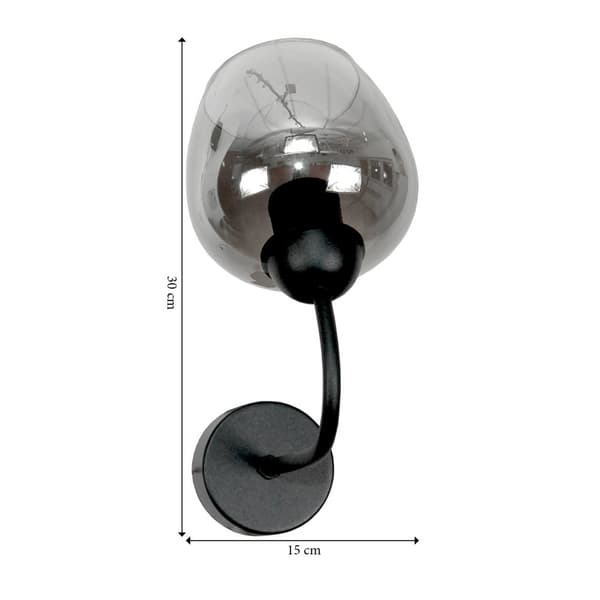 SVART VÄGGLAMPA MED GLASSKÄRM GRAFIT 15-173 HORACE