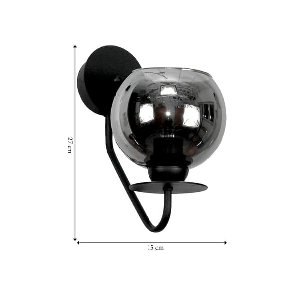 SVART VÄGGLAMPA MED GLASSKÄRM GRAFIT 15-243 LUPIA