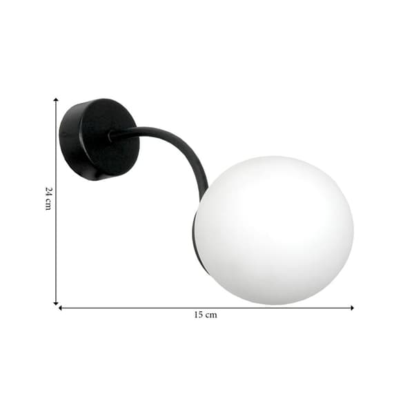 SVART VÄGGLAMPA, VIT GLASKÄRM, 15-553 OSKAR