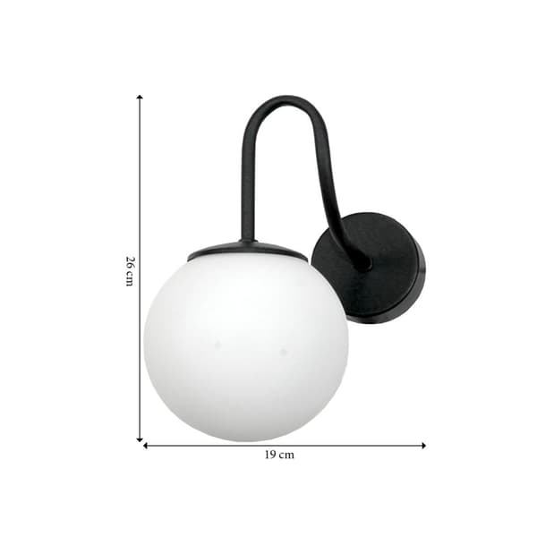 SVART VÄGGLAMPA, VIT GLASKÄRM, 15-283 TED