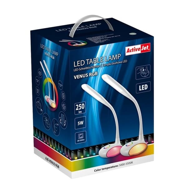Bordlampe Activejet AJE-VENUS RGB Hvid Plastik 5 W 16 x 5 x 16 cm