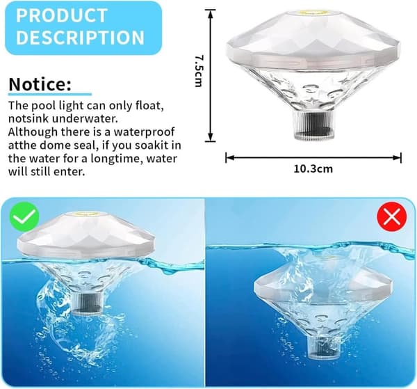 OBOSOE Floating Bath Disco Lights - 7 lägen Led Bath Lights, färgförändrande undervattens Disco Light, Led Lights för pool och festdekoration