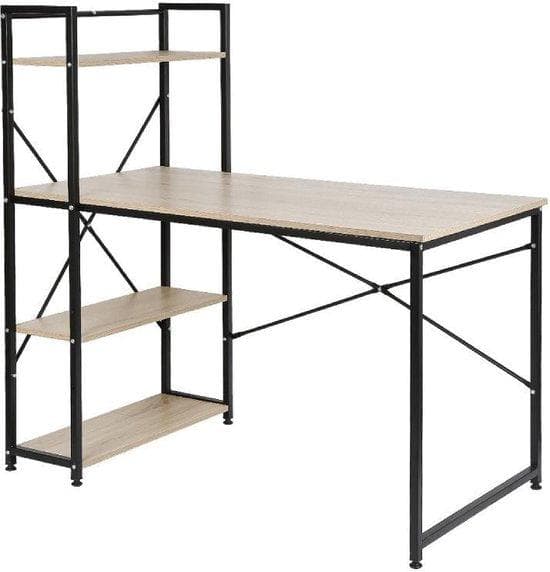 Träskrivbord - Industriell skrivbord - Laptop Desk - Computer Desk - Desk With Storage Space - Design Desk - Wood - 120 x 64 x 121 cm - Industrial Woo