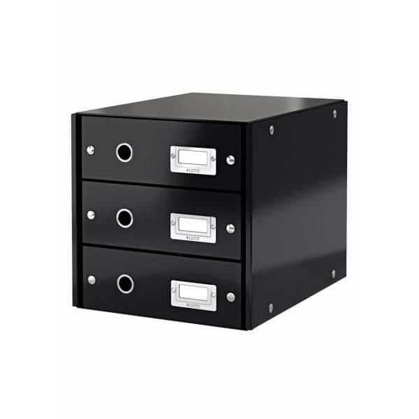 Lådskåp - Leitz - WOW - 3 lådor - Svart - Laminerad kartong - Mått 330x81x251mm