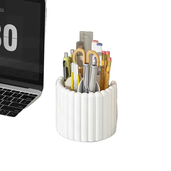 Skrivebords Penneholder, Stilfuldt Design, Multifunktionel Opbevaring,Hvid