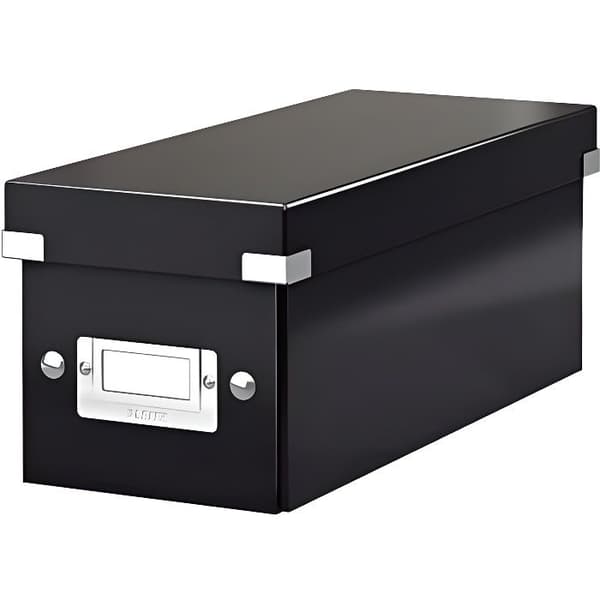 CD-förvaringsbox - LEITZ - Click & Store - Svart - Laminerad kartong - Mått 127x124x320 mm