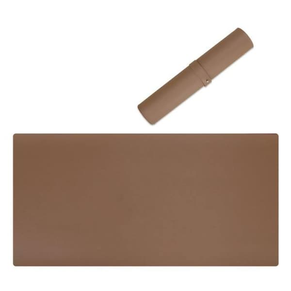 TD® Skrivbordsdyna/ Dubbelsidigt PU syntetiskt läder/ 120*60 cm/ Tjock färg Ren vattentät/ Trendig och stilig BRUN