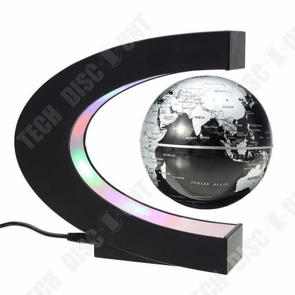 TD® Magnetic Levitation LED Earth Globe applicerad på skrivbordet, svart, flytande lysande jord, Levitation Globe