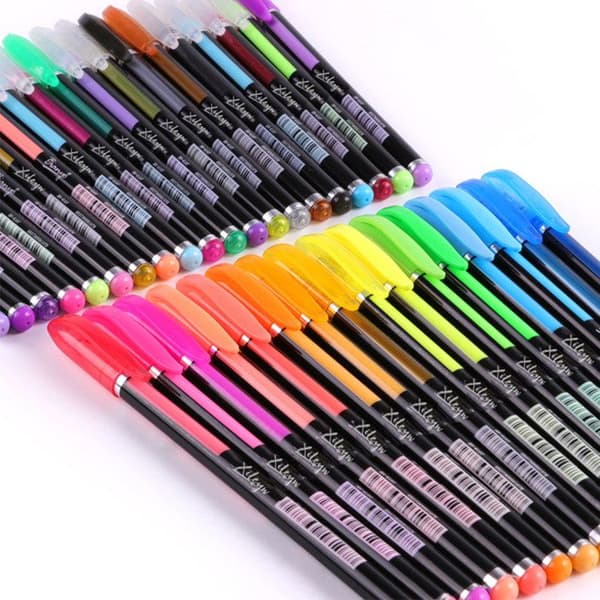 TD® 48 färger Gel Pens Set Färg Metallic Glitter Presentpennor för barn Ritning/klotter