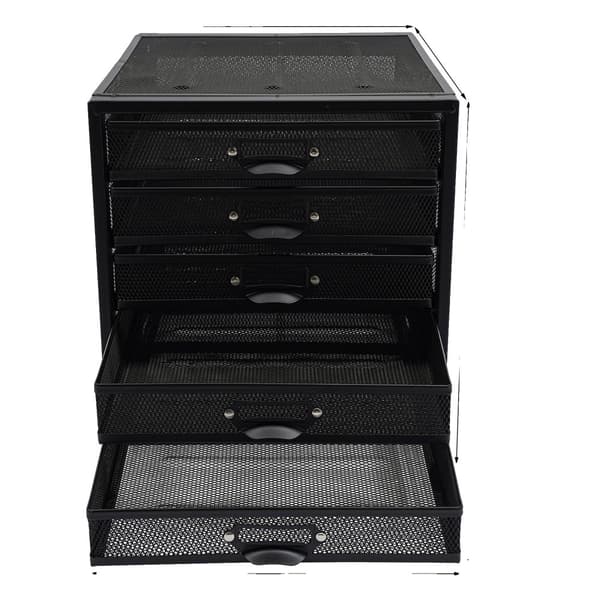 Desktop Filskab, 5-lags Design, Ventilerede Mesh Skuffer,sort