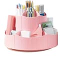Miniatyrbild 1 av 2: Rotationsbar Pennhållare, Stort Kapacitet, Hållbar Plast,roterbar, rosa