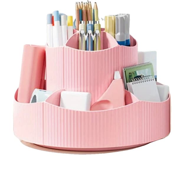 Roterbar Penneholder, Stor Kapacitet, Holdbart Plastik,roterbar, pink