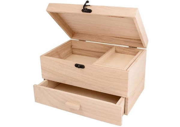 Box - förvaringsväska - transport Innspiro - 201 - Sylåda i trä med låda 25 x 16,5 x 15 cm.