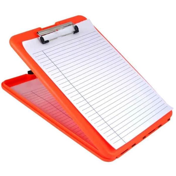 Porte-blad med klämmor - SAUNDERS - SlimMate Safety - Ultraflät - Inre fack - Orange