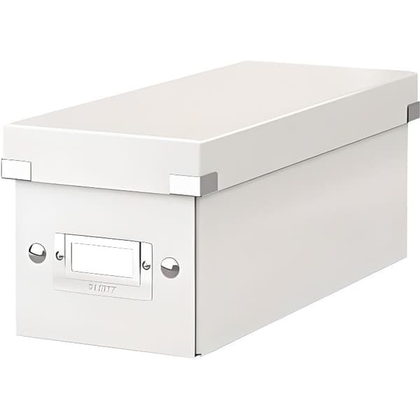 CD-förvaringsbox - LEITZ - Click & Store - Vit - Laminerad kartong - Mått 127x124x320 mm