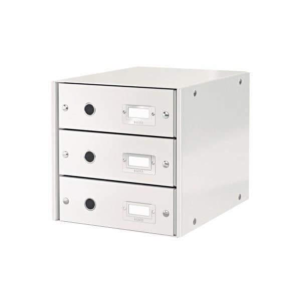 Lådskåp - Leitz - WOW - 3 lådor - Vit - Laminerad kartong - Mått 330x81x251mm