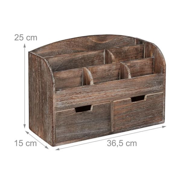 Relaxdays Desk Organizer, Organizer, 6 fack, lådor, tillbehör, HxBxD: 25x36,5x15cm, mörkbrun