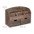 Miniatyrbild 4 av 6: Relaxdays Desk Organizer, Organizer, 6 fack, lådor, tillbehör, HxBxD: 25x36,5x15cm, mörkbrun