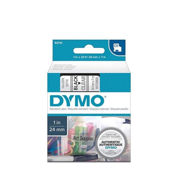 Dymo skrivbordset - S0720920 - Etikett med permanent lim 24 mm Svart/Transparent