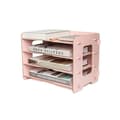 Miniatyrbild 1 av 6: EXERZ Rosa trädfilorganisatör med 4 nivåer för skrivbord, läxor, anteckningsböcker, brev, tidningar och DIY-dekoration.