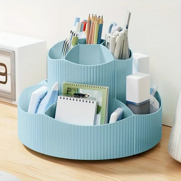 Roterbar Penneholder, Stor Kapacitet, Holdbart Plastik,roterbar, Blå