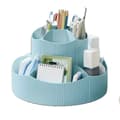 Miniatyrbillede 1 af 2: Roterbar Penneholder, Stor Kapacitet, Holdbart Plastik,roterbar, Blå