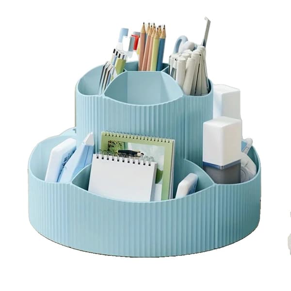 Roterbar Penneholder, Stor Kapacitet, Holdbart Plastik,roterbar, Blå